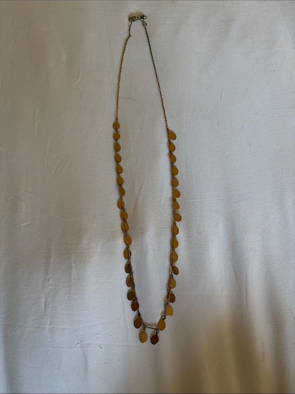 J. Crew Gold Disc Chain Necklace with Teardrop Charms